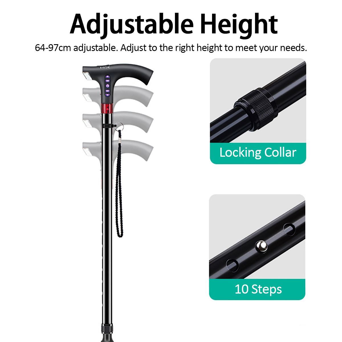 Smart Fm Radio Old Man Woman Walking Stick Lighting Alarm