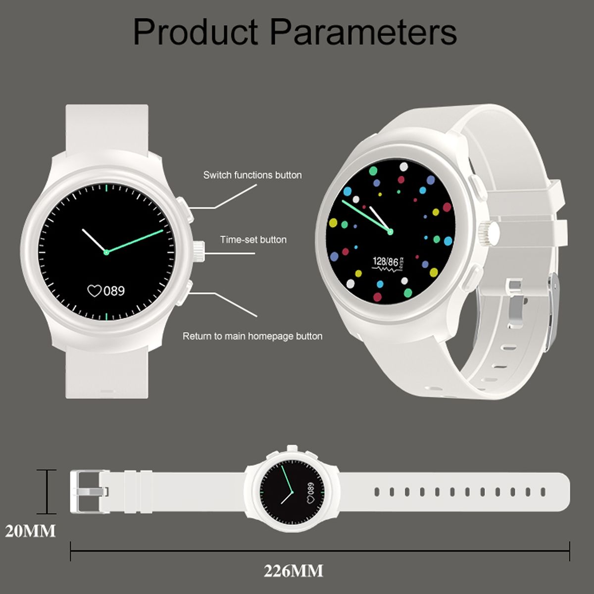 T1 0.49 Inch OLED Screen IP67 Waterproof Smart Bracelet, Support Sleep Monitor / Heart Rate Monitor / Blood Pressure Monitor(White)