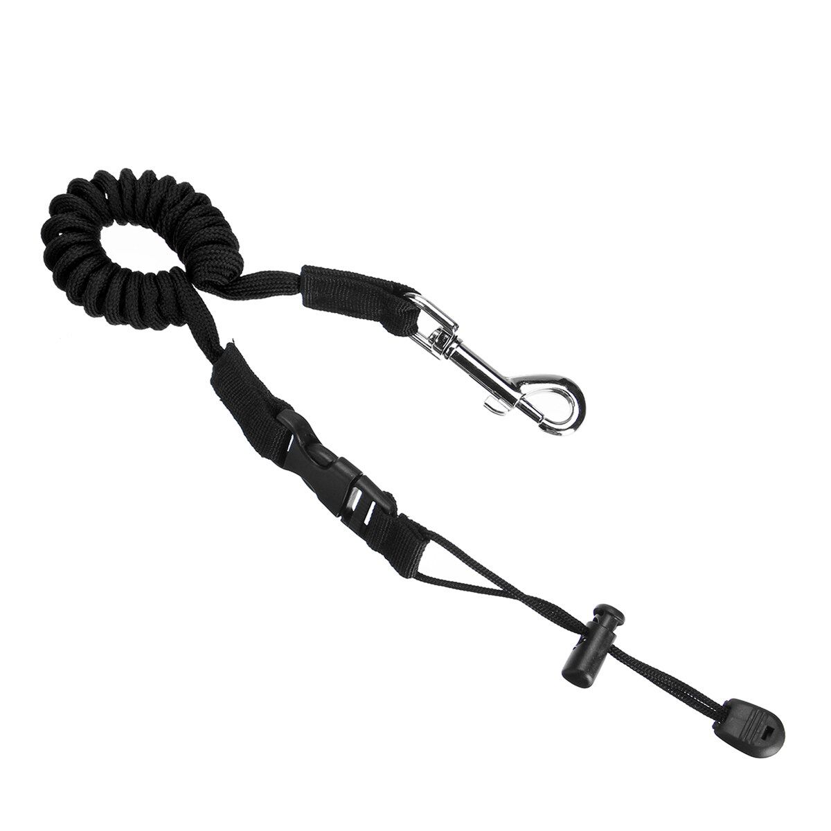 Elastic Kayak Leash Rod Leash Rope Black