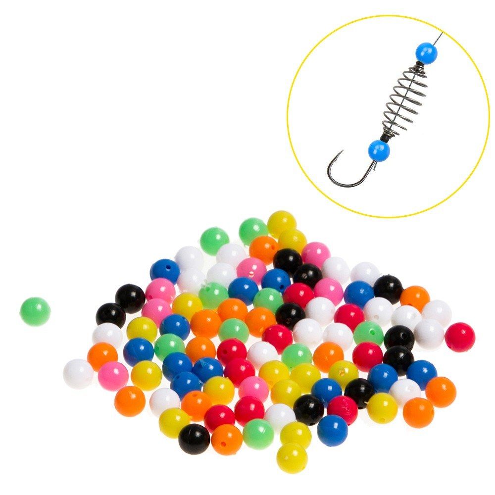 100pcs Fishing Rigging Plastic Beads Round Colorful Fishing