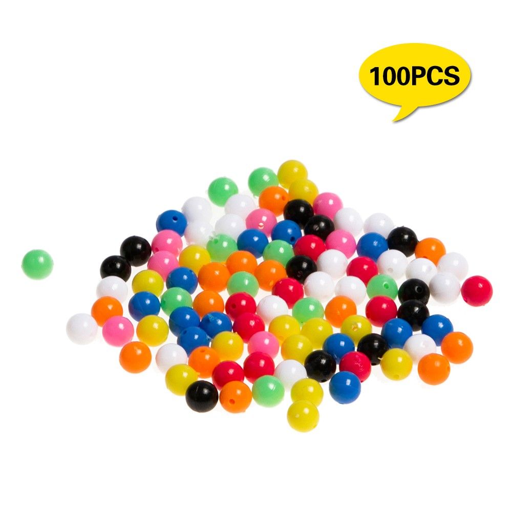 100pcs Fishing Rigging Plastic Beads Round Colorful Fishing
