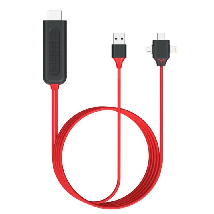 3 In 1 Android IPhone To HDMI TV Same Line Red Ordinary Fund