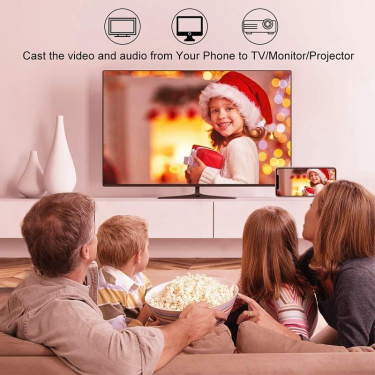 3 In 1 Android IPhone To HDMI TV Same Line Red Ordinary Fund
