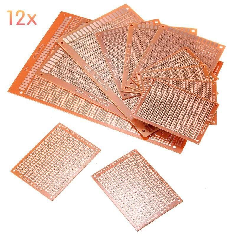 12 Pcs KIT Prototyping Printed Circuit Board Stripboard Prototype Breadboard