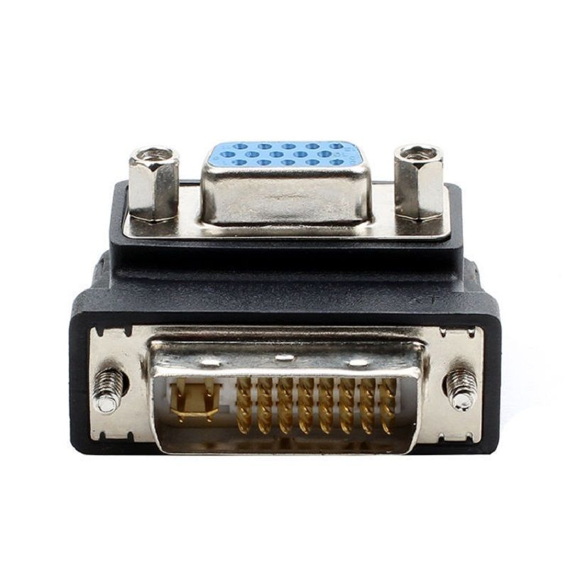 DVI To VGA Adapter DVI-I Male 24+5 Pin To VGA Female 90° Elbow HD Video