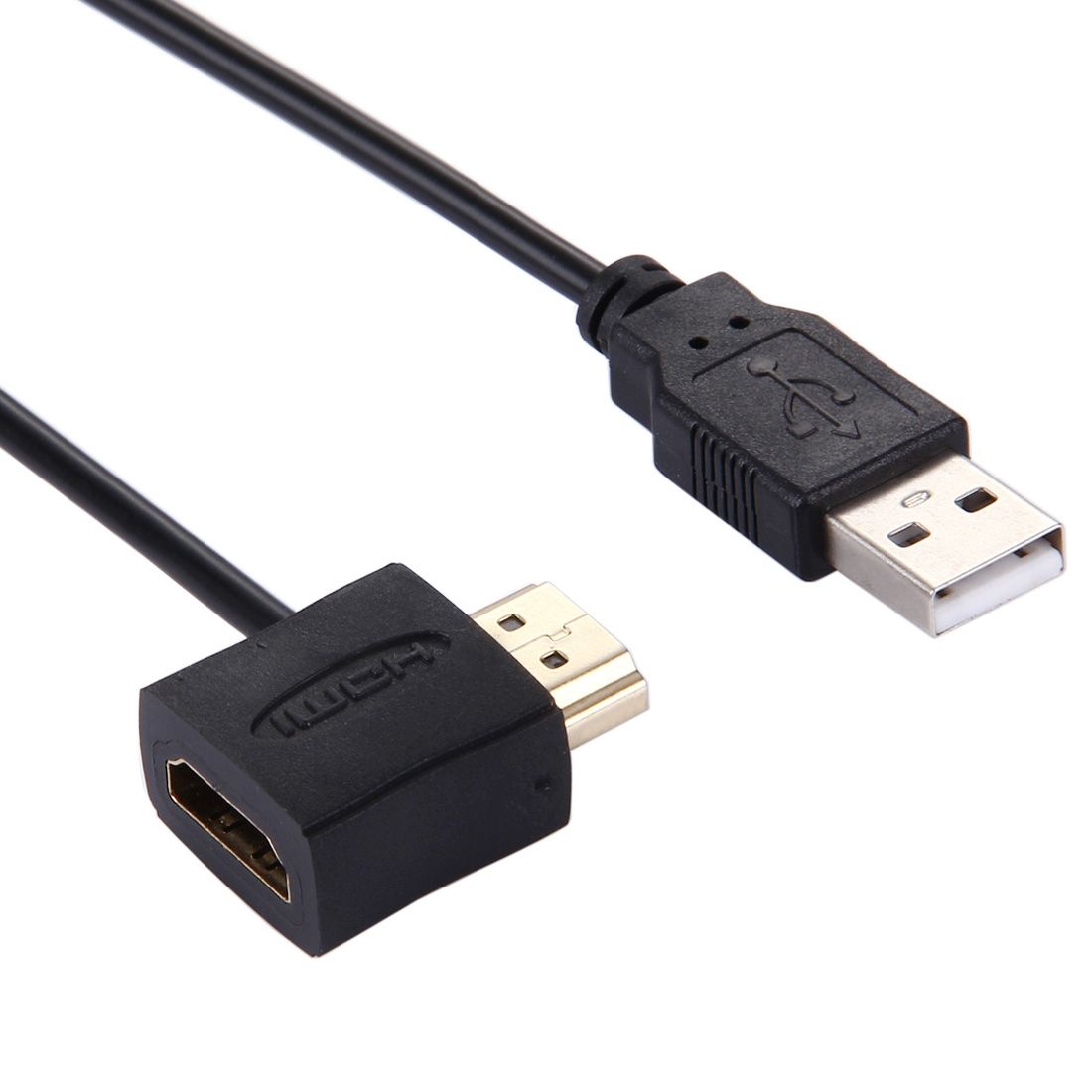 50cm HDMI Female + HDMI Male To USB 2.0 Male Connector Adapter Cable