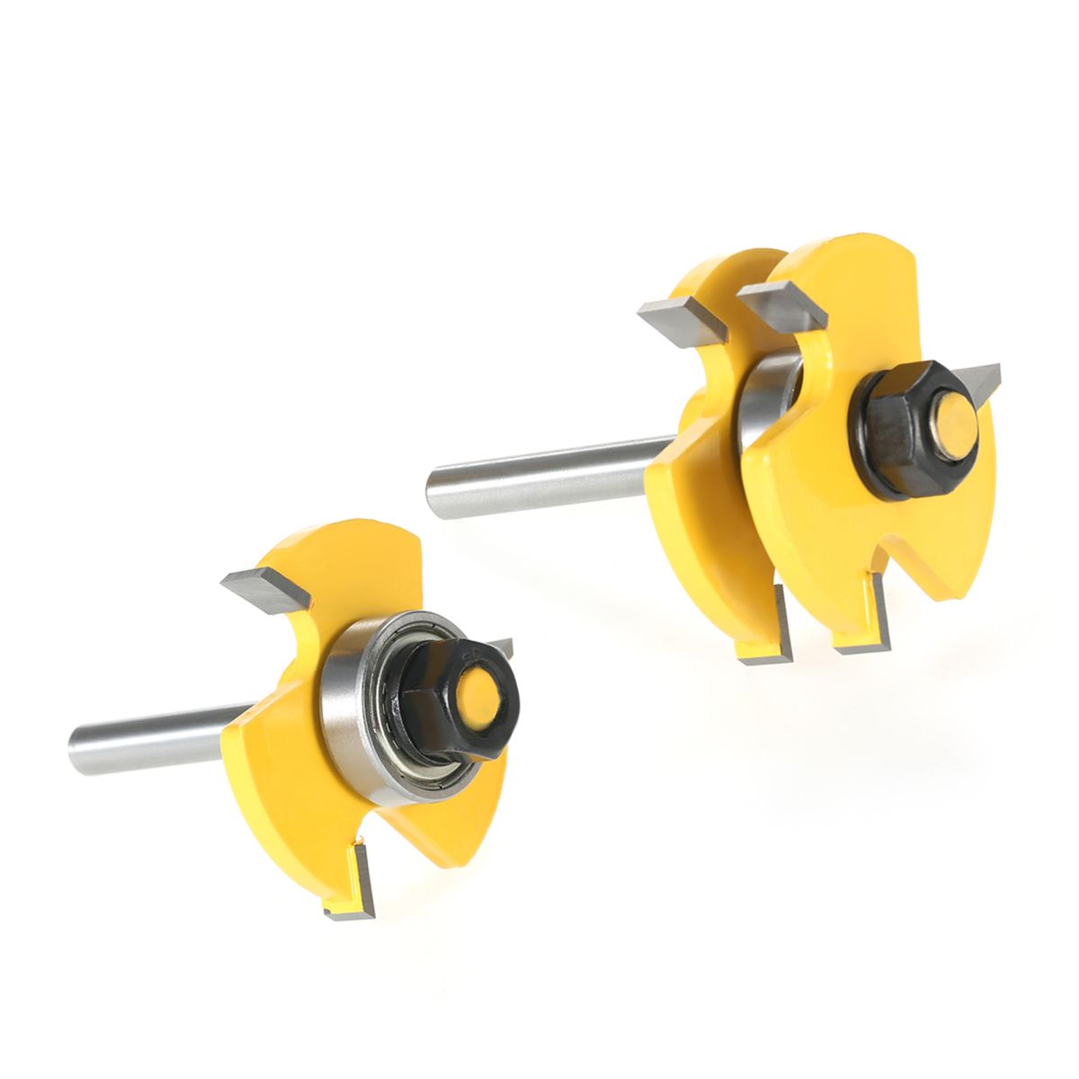2PCS 3/4" Stock 1/4" Shank Tongue   Groove Router Bit Set 3