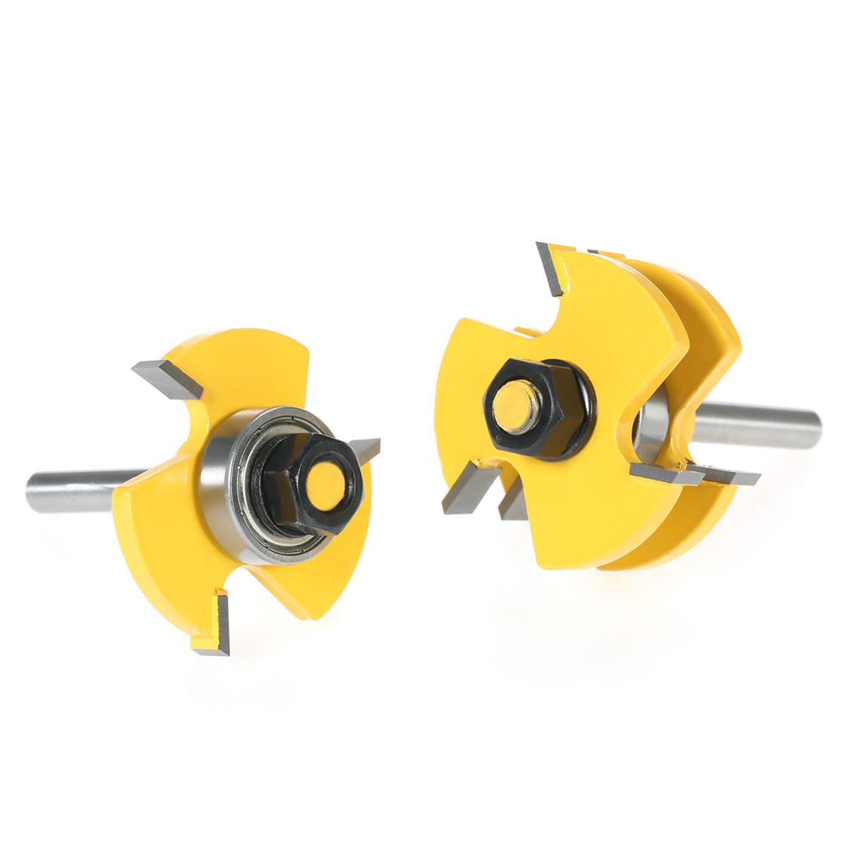 2PCS 3/4" Stock 1/4" Shank Tongue   Groove Router Bit Set 3