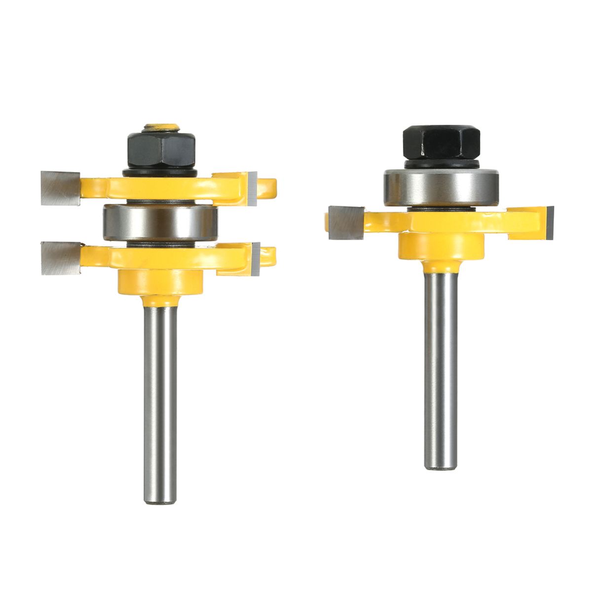 2PCS 3/4" Stock 1/4" Shank Tongue   Groove Router Bit Set 3