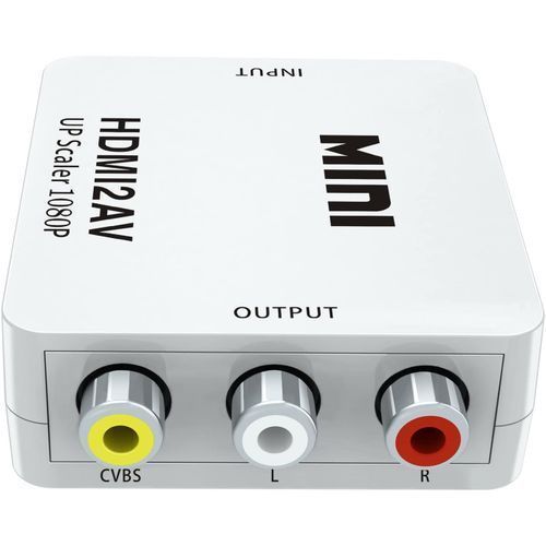 100% Genuine Original Mini AV/RCA/CVBS Jack To A HDMI Scaler 1080P Converter Box HDMI2AV Video Adapter For HDTV TV PS3 PS4 PC DVD Xbox Projector( White)