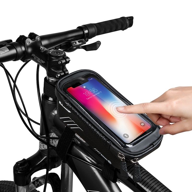 WILD MAN MTB Road Bicycle Bike Bags Rainproof Handlebar Bag Cycling Front Tube Frame Bag 6" Phone Case Pouch Bycicle Accessories(#Front Bycicle Bag)
