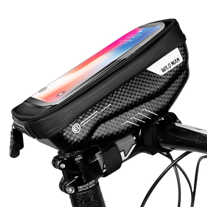 WILD MAN MTB Road Bicycle Bike Bags Rainproof Handlebar Bag Cycling Front Tube Frame Bag 6" Phone Case Pouch Bycicle Accessories(#Front Bycicle Bag)