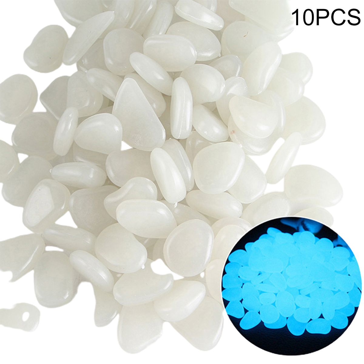 10Pcs Luminous Stones Glow In The Dark Decorative-White