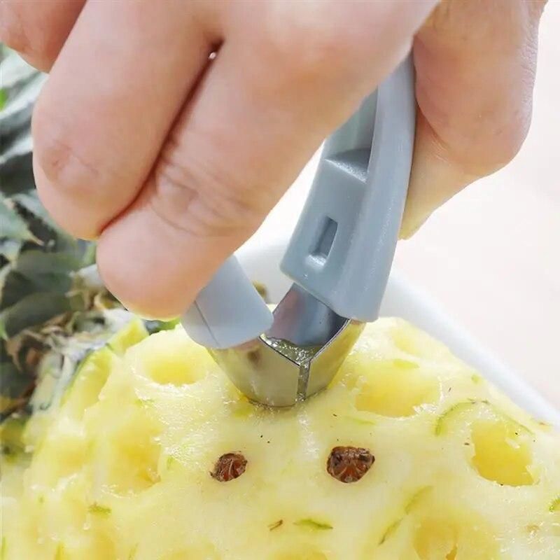Multi-function Pineapple Cutter Tomato Fruit Leaf Stem Remover Gadget Tweezer Kitchen Tool Strawberry Shelling Machine Slicer