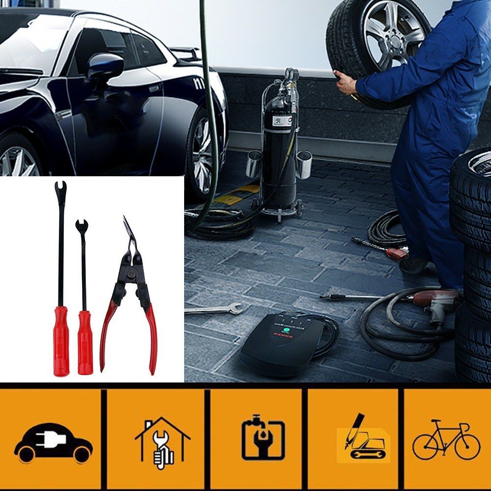 3pcs Car Door Trim Clip Plier   Fastener Remover Puller Car