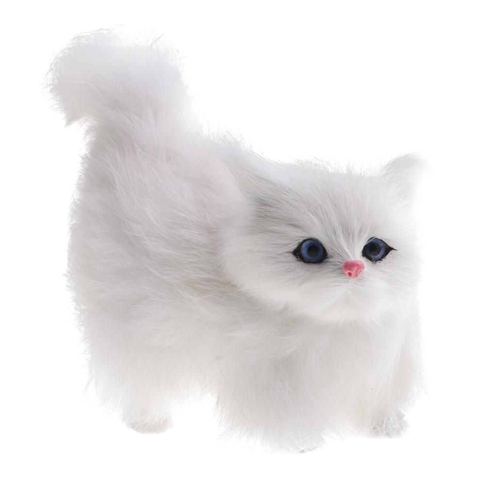 Cute Pet Doll Simulation Sleeping Plush Cat Toy Stuffed Cats White