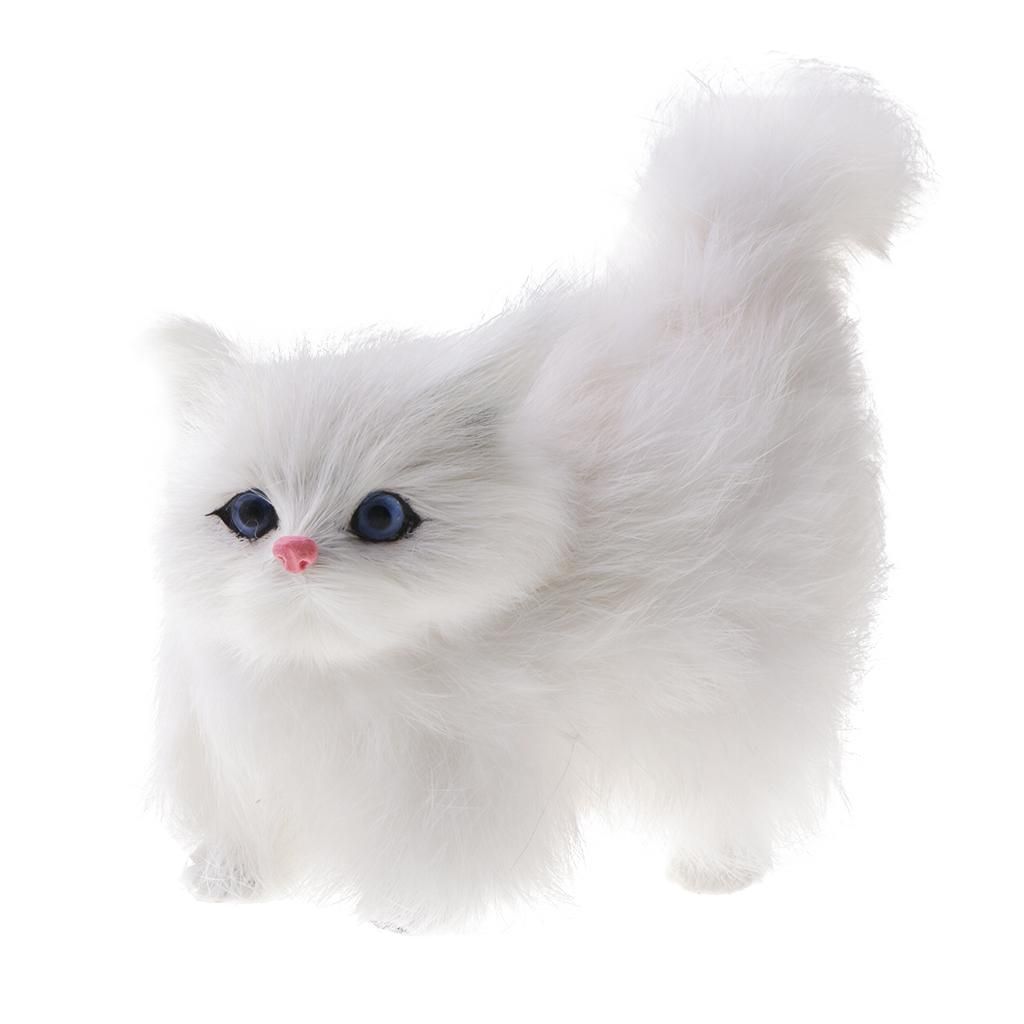 Cute Pet Doll Simulation Sleeping Plush Cat Toy Stuffed Cats White