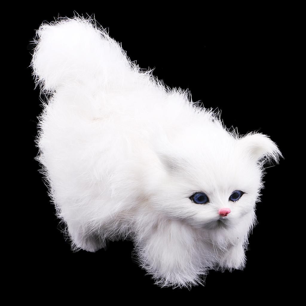 Cute Pet Doll Simulation Sleeping Plush Cat Toy Stuffed Cats White