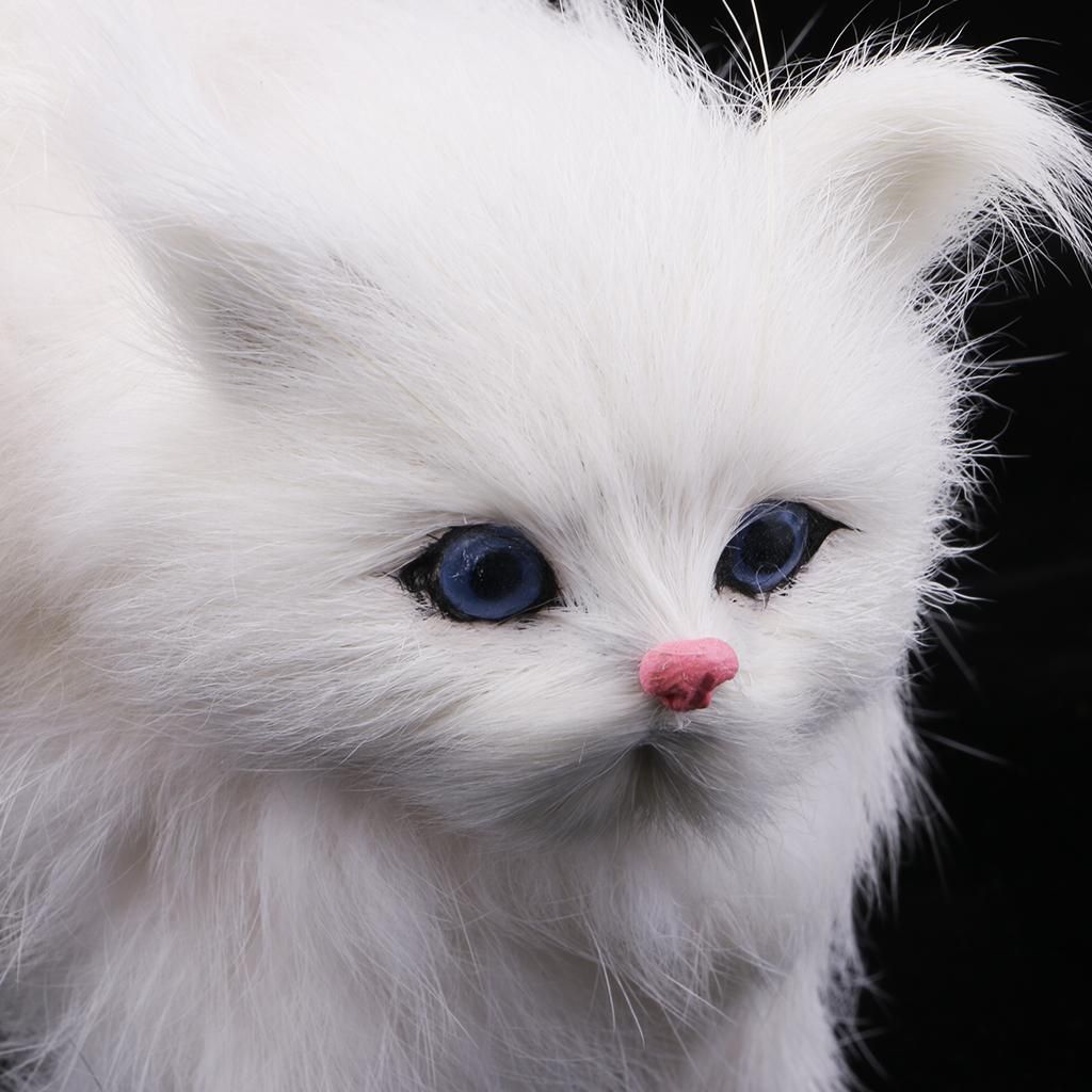 Cute Pet Doll Simulation Sleeping Plush Cat Toy Stuffed Cats White