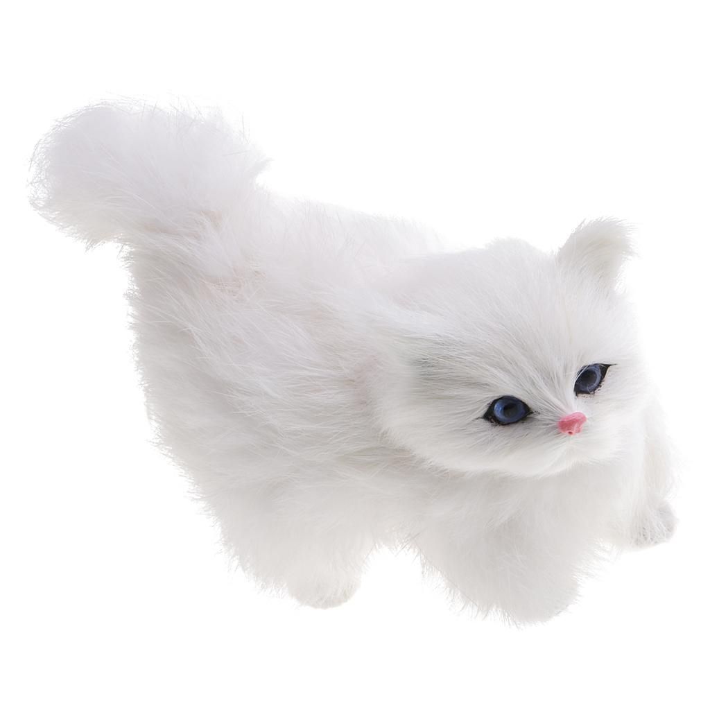 Cute Pet Doll Simulation Sleeping Plush Cat Toy Stuffed Cats White