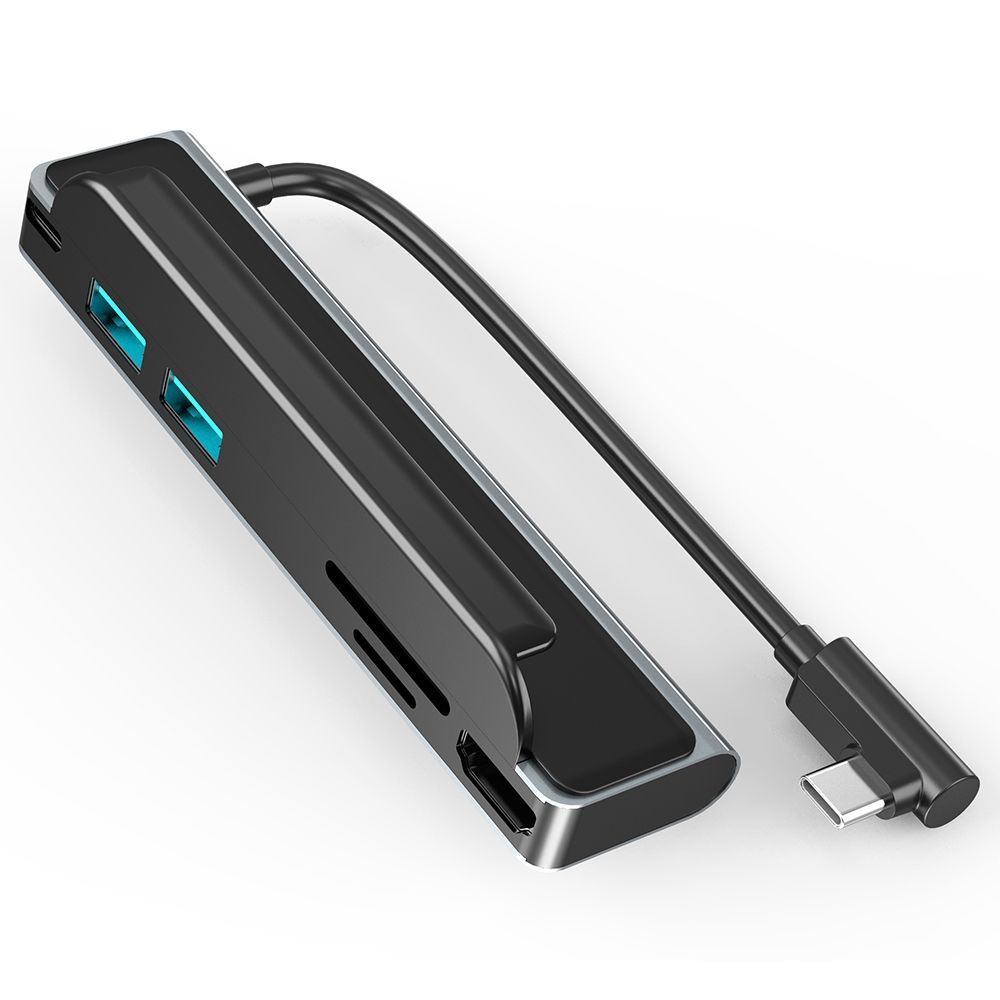 AD-065 6 In 1 USB-C / Type-C To 4K HDMI + SD / TF Card Slot + Type-C + 2 USB 3.0 Back Clip Style Multifunctional Docking Station HUB