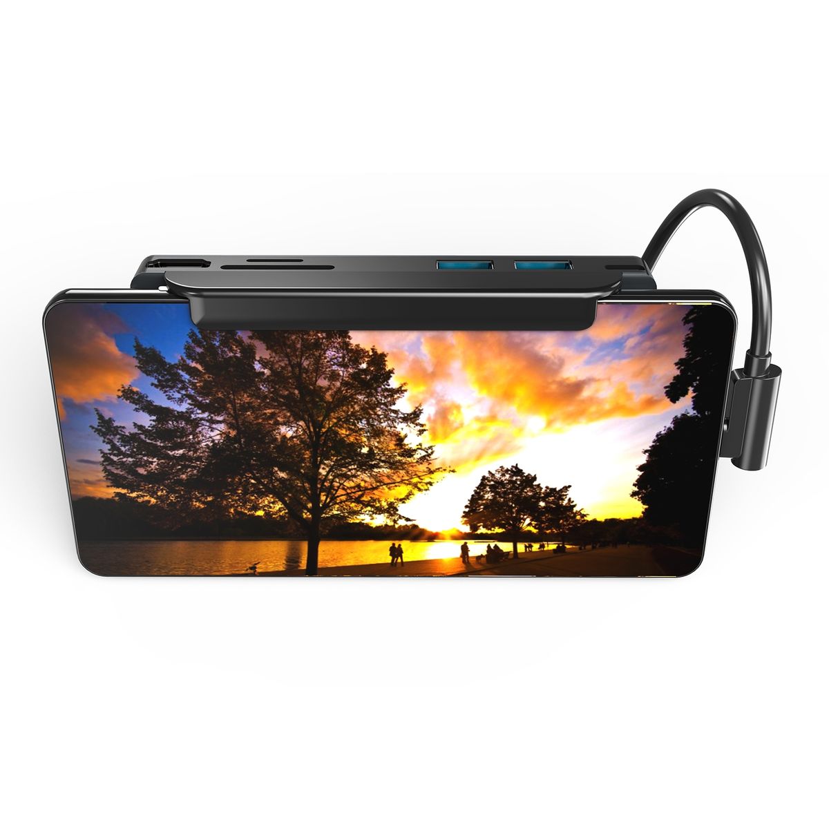 AD-065 6 In 1 USB-C / Type-C To 4K HDMI + SD / TF Card Slot + Type-C + 2 USB 3.0 Back Clip Style Multifunctional Docking Station HUB