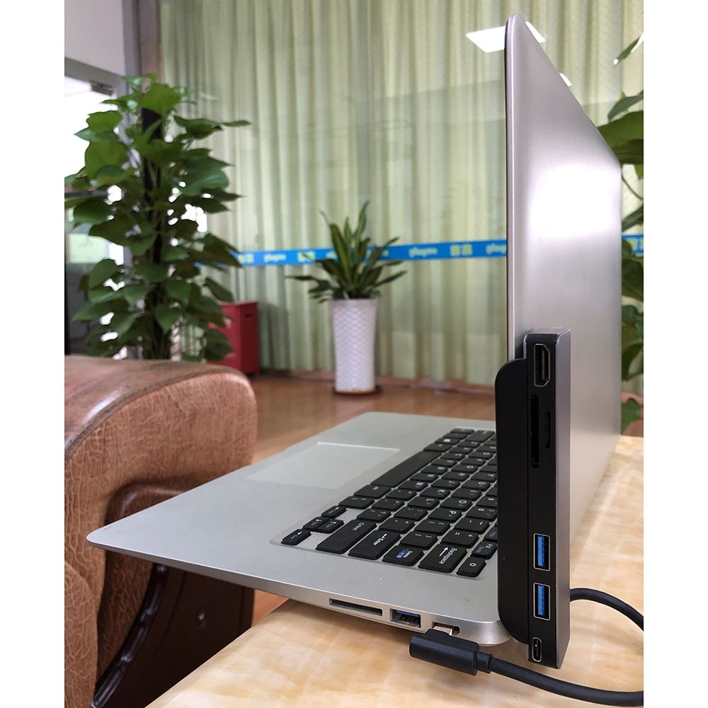 AD-065 6 In 1 USB-C / Type-C To 4K HDMI + SD / TF Card Slot + Type-C + 2 USB 3.0 Back Clip Style Multifunctional Docking Station HUB