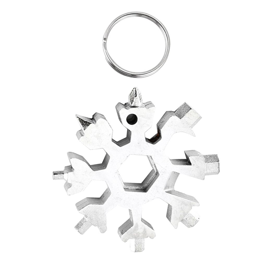 18 In 1 Stainless Steel Snowflake Multi Tool Keychain Hand Tool Silver