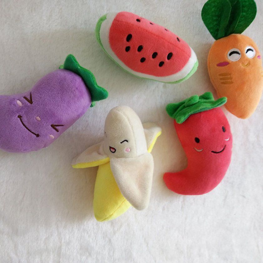 Dog Pu Y  Hew Toys Squeaky Plush Sound  Ute Vegetable  Arrot Design Toys-multi- Olor-radish