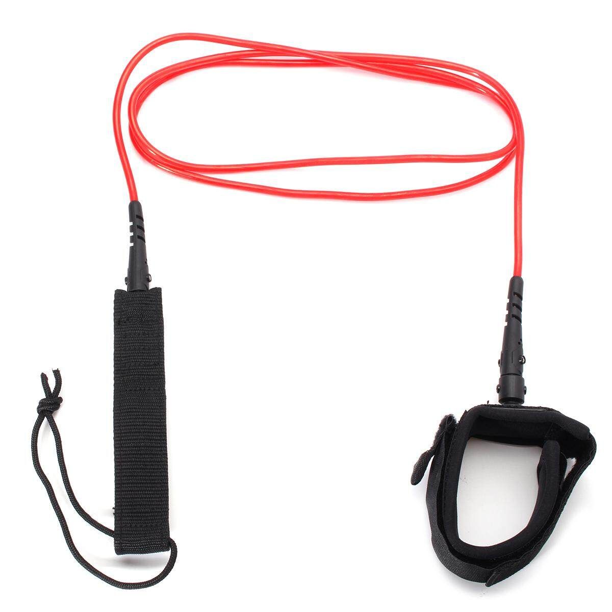 TPU 6FT 5.5mm Longboard Surfing Leash Surfboard Foot Leg Rope String Cord Swivel Red