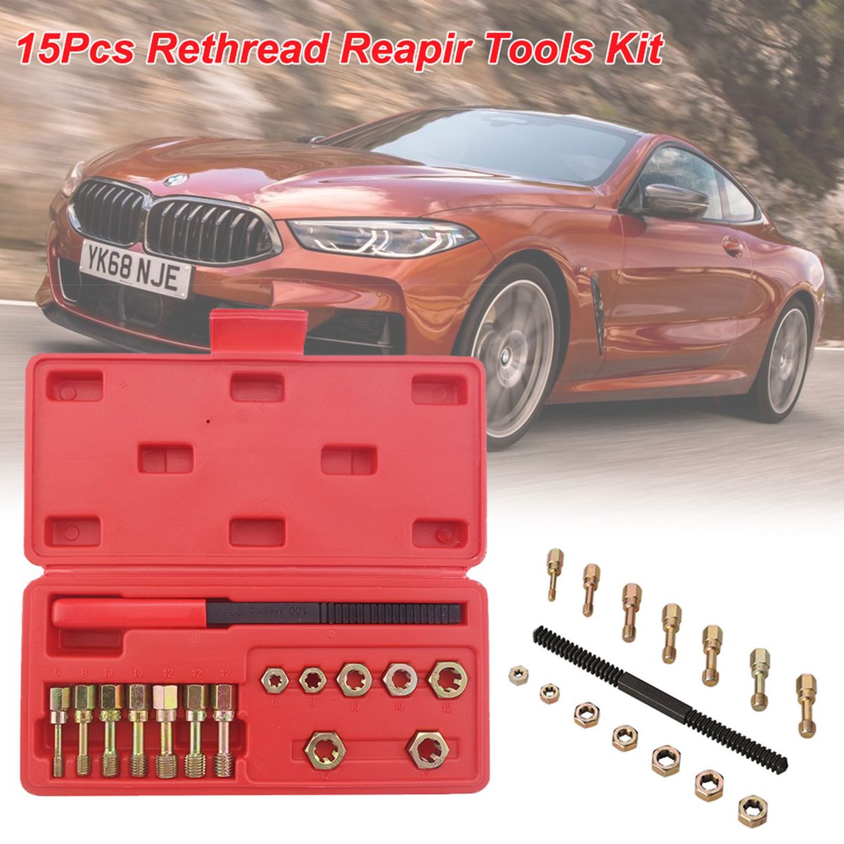 15Pcs Rethread Reapir Tools Kit Metric Thread File Metric