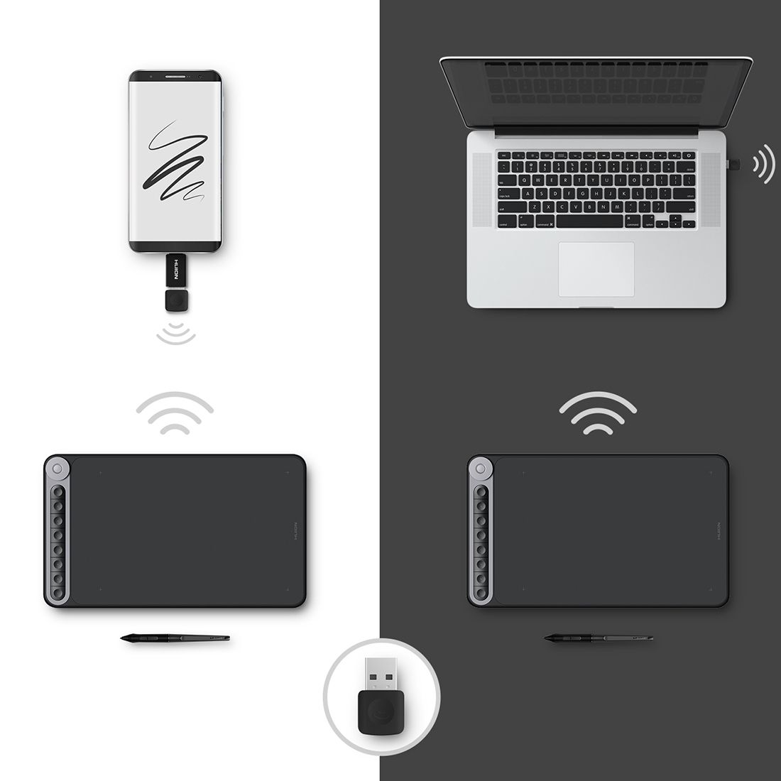 HUION Q620M 5080 LPI Wireless Art Drawing Tablet