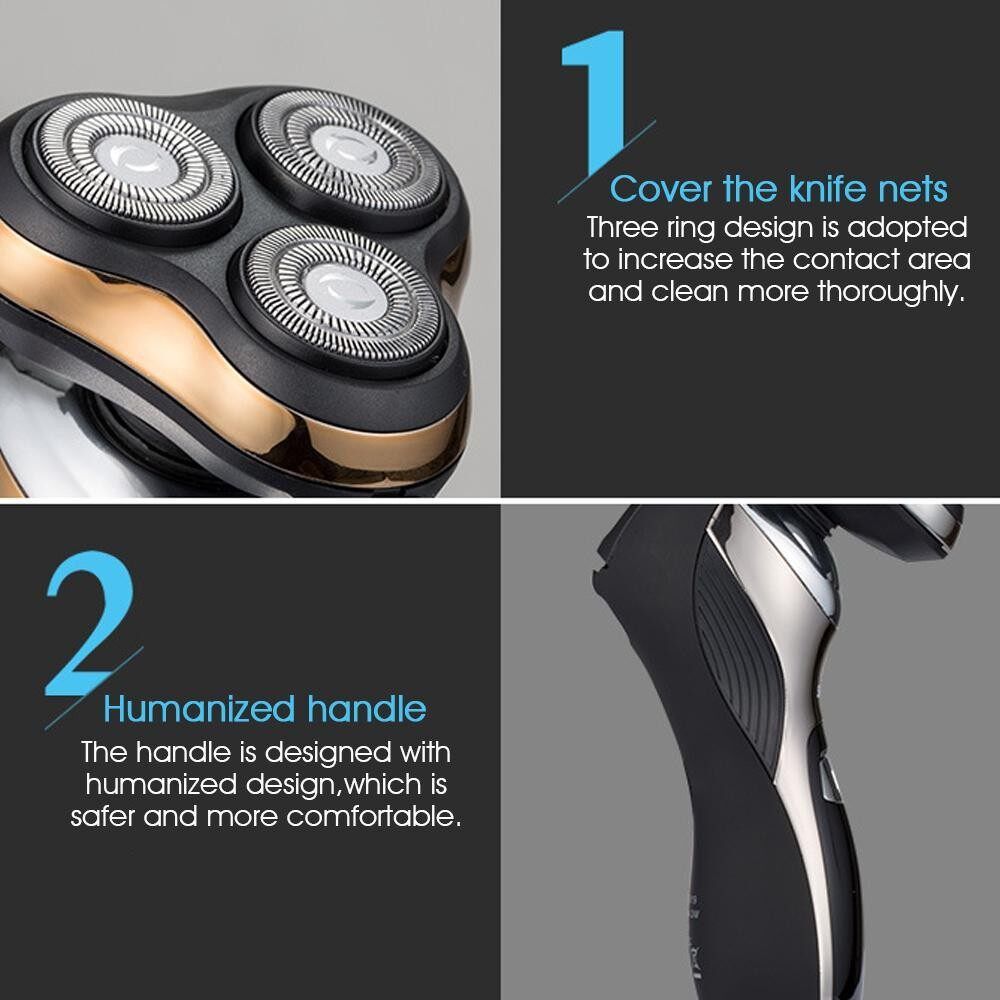 Men's Rechargeable 4D Electric Foil Washable Nose Beard Trimmer Gold Gold