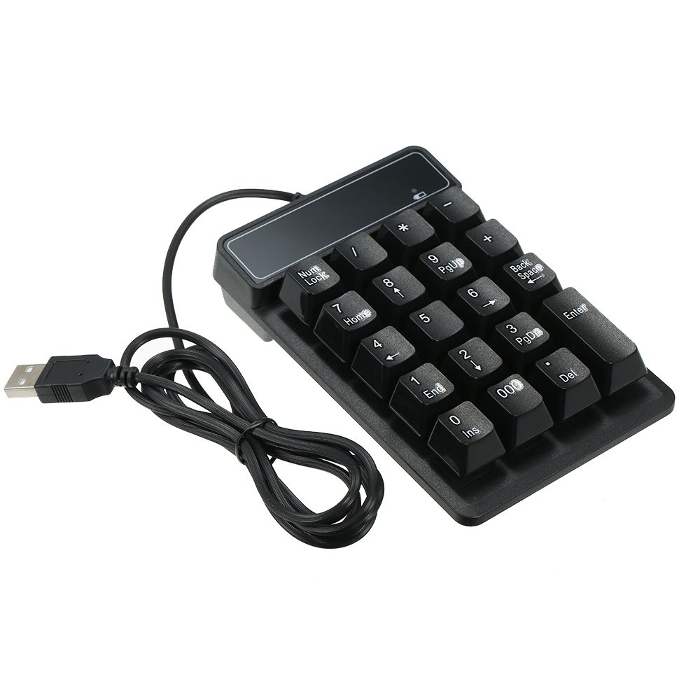 19 Keys Low Noise Mini Numeric Keypad Waterproof USB Wired