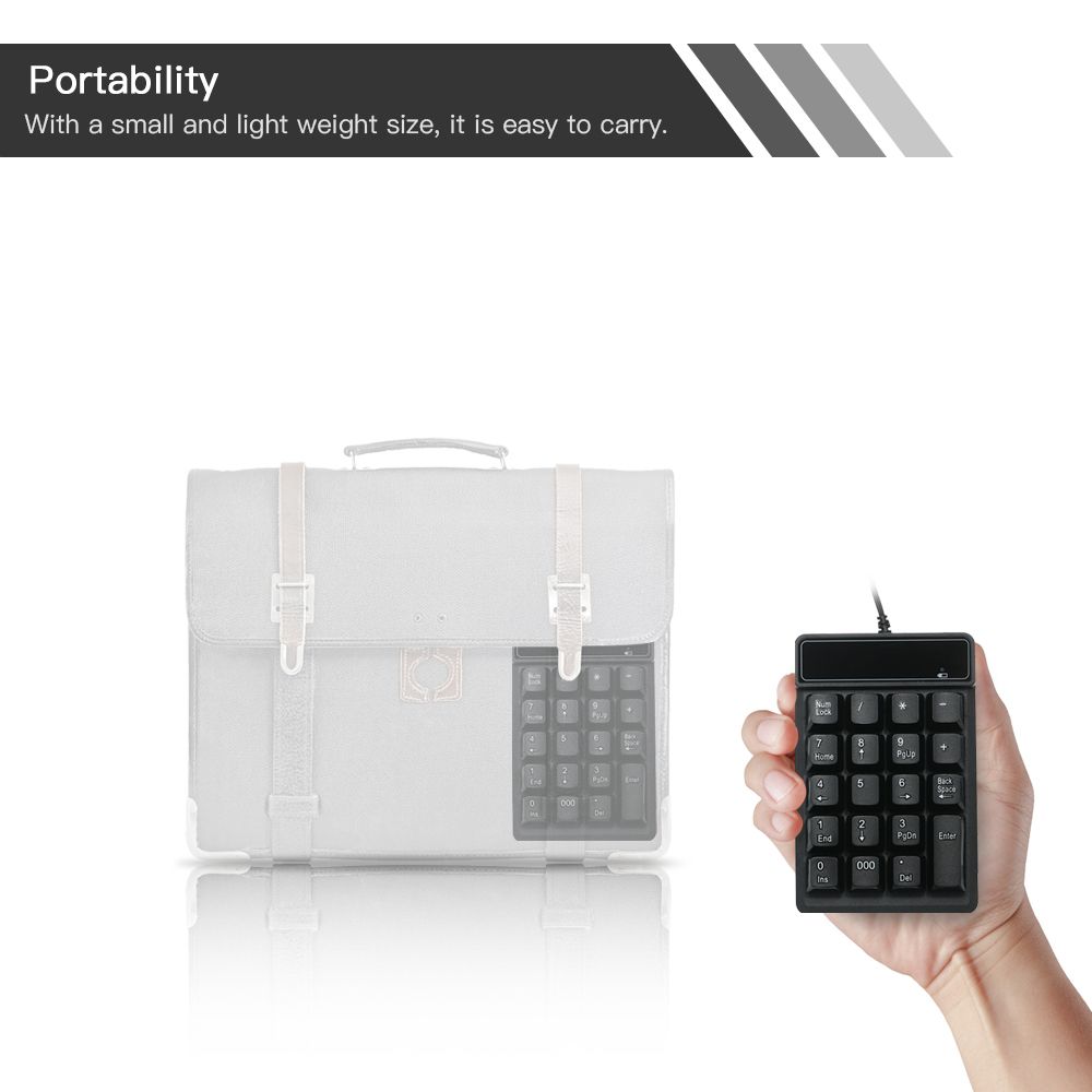 19 Keys Low Noise Mini Numeric Keypad Waterproof USB Wired