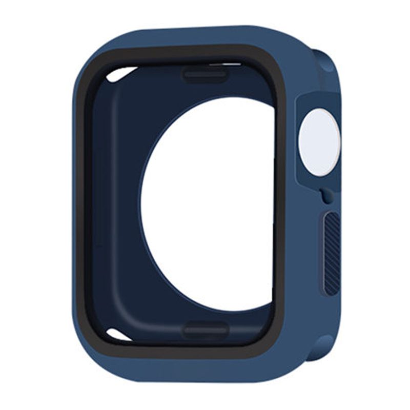 (Blue Black)Bumper Protective Case For Apple Watch Cover Series 8 7 6SE54 38mm 42mm Silicone For Iwatch 45mm 41mm 40mm 44mm Smart Watch Case DOU