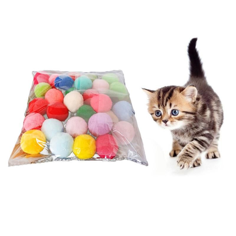 10/20/30Pcs Pet Cats Kitten Polyester Plush Balls-Multicolor