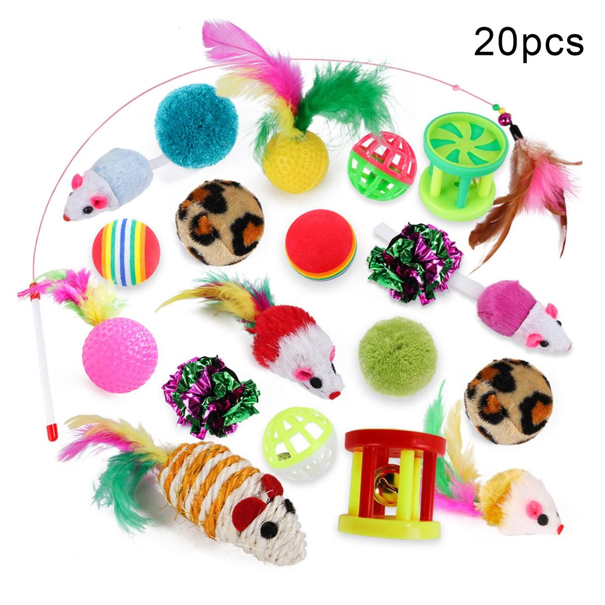 20Pcs/Set Lovely Mouse Shaped Kitten Toys Interactive Funny-