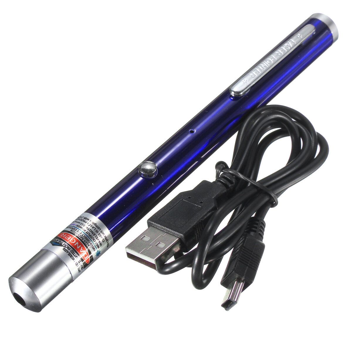 NEW Stylish Laser Pointer USB Charging Pen Clip Visible Beam Light HK Blue Purple Light