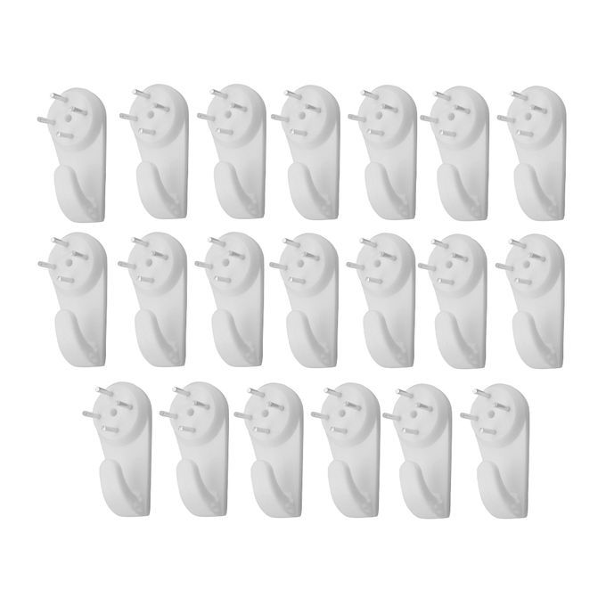 20pcs Plastic Hard Wall Picture Hook Frame Photos Mirror Hanging White