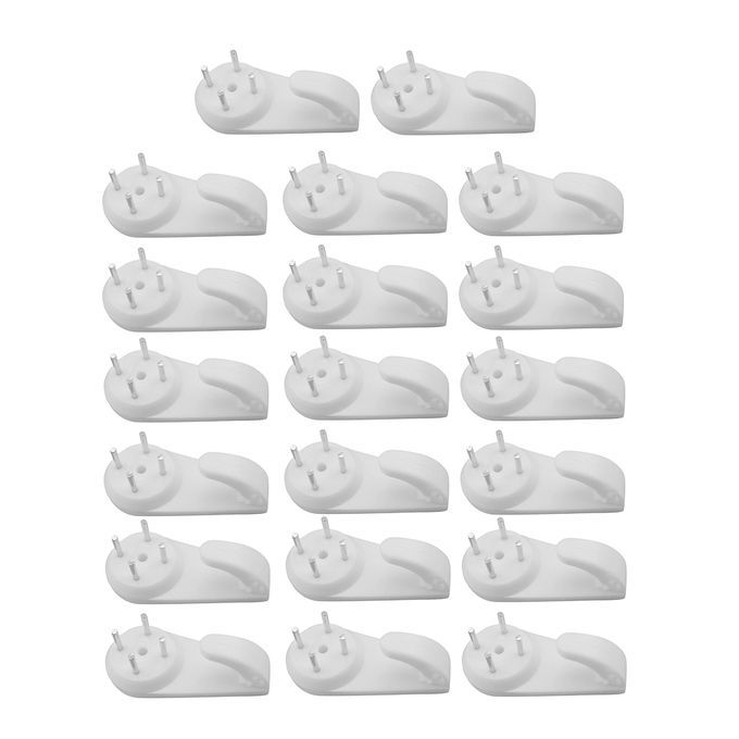 20pcs Plastic Hard Wall Picture Hook Frame Photos Mirror Hanging White