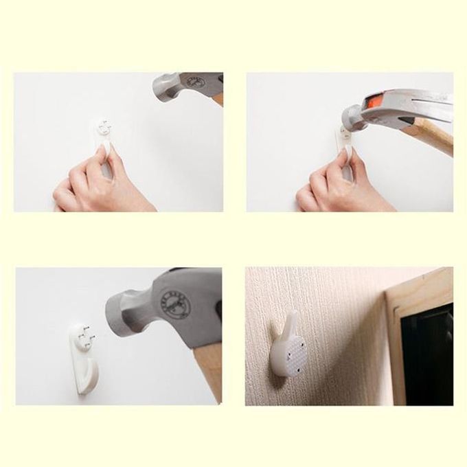 20pcs Plastic Hard Wall Picture Hook Frame Photos Mirror Hanging White