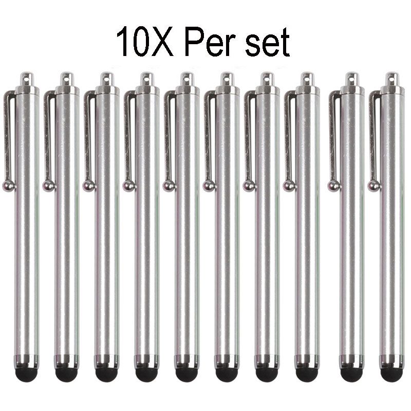 (Silver 10X)Mosible 10Pcs/lot Universal Stylus Pen Drawing Tablet Capacitive Screen Touch Pen For IPad IPhone Samsung Xiaomi Mobile Phone MAA