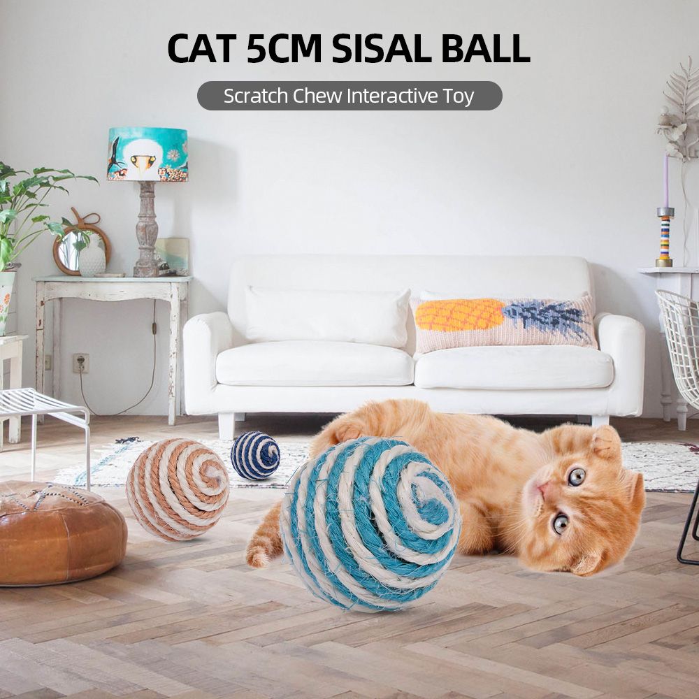 Cat Toy Sisal Ball 5CM Cat Scratch Chew Interactive Toy For