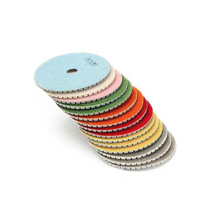 4 Inch Diamond Polishing Pads Wet/Dry 16 Piece Set Granite Stone Concrete Marble