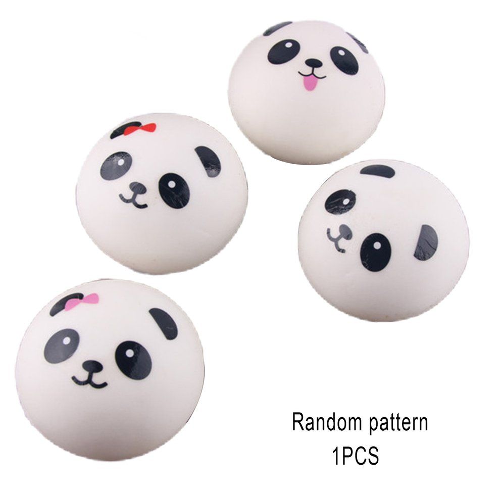 Squishy Panda Bun Stress Reliever Ball Slow Rising De Ompression Toys PU Key  Hains Kids Toy   He Ng Toy-white And Black-7cm