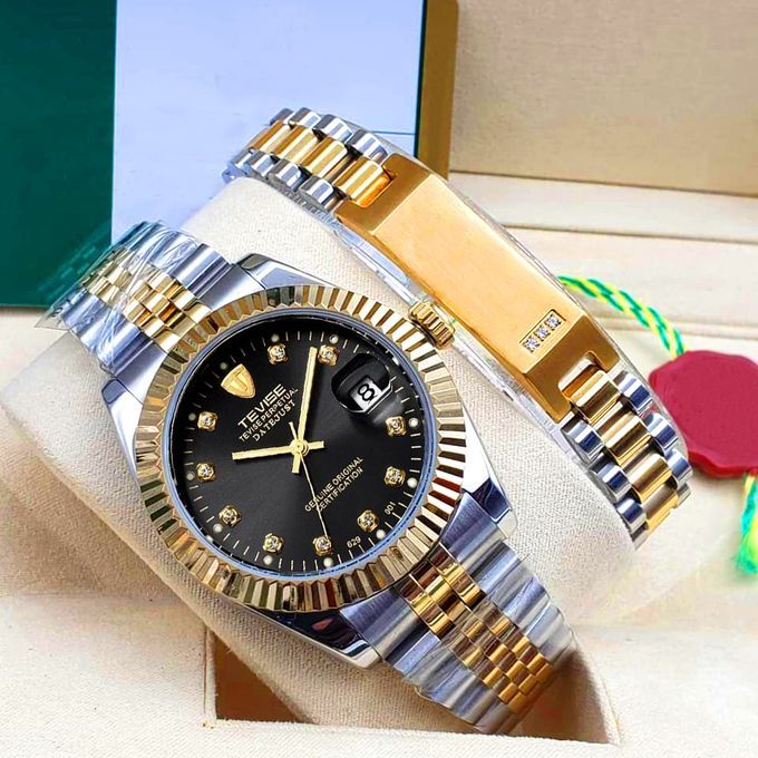 Rugged Quality & Highly Mechanical Non Fading Wristwatch + Wrist Set -Men