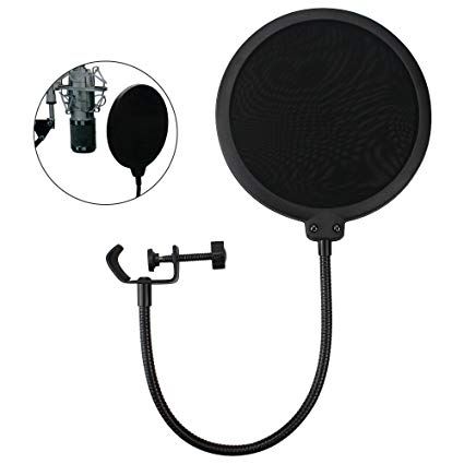 Pop Filter For Studio Microphone, Pop Shield Mic Wind Screen For Better Vocal Recordings.BLACK