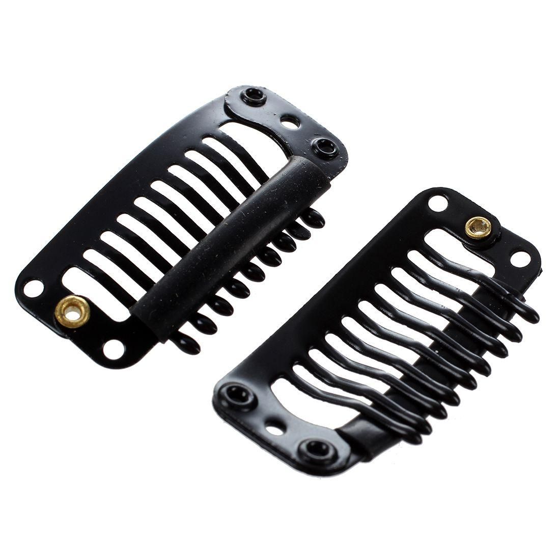 20pcs Black Nine-tooth Clip for hair extension snap clip for DIY useBlack32MM L