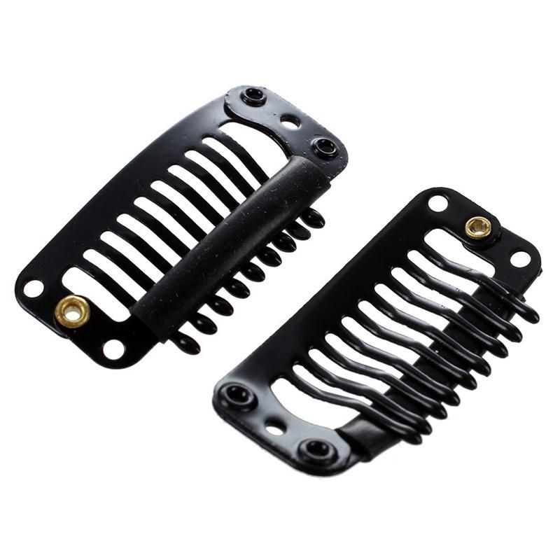 20pcs Black Nine-tooth Clip for hair extension snap clip for DIY useBlack32MM L